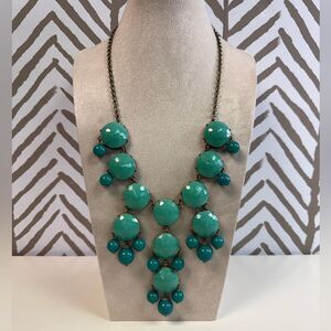 J Crew XL Teal Aqua Bubble Beaded Statement Necklace